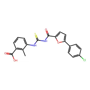 3-[[5-(4-Chlorophenyl)furan-2-carbonyl]carbamothioylamino]-2-methylbenzoic acid structure