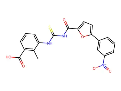 2-METHYL-3-[[[[[5- -2-FURANYL]CARBONYL]AMINO]THIOXOMETHYL]AMINO]-BENZOICACID structure