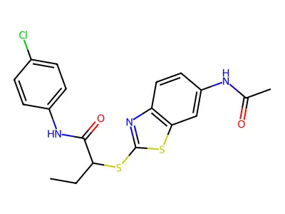 2-[(6-acetamido-1,3-benzothiazol-2-yl)sulfanyl]-N-(4-chlorophenyl)butanamide structure