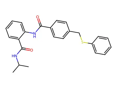 2-[[4-(phenylsulfanylmethyl)benzoyl]amino]-N-propan-2-ylbenzamide structure