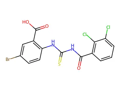 5-Bromo-2-[[[(2,3-dichlorobenzoyl)amino]thioxomethyl]amino]-benzoic acid structure