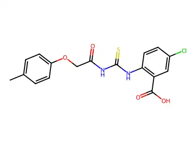 5-Chloro-2-[[[[(4-methylphenoxy)acetyl]amino]thioxomethyl]amino]-benzoic acid structure