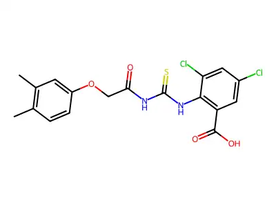 3,5-Dichloro-2-[[[[(3,4-dimethylphenoxy)acetyl ]amino]thioxomethyl ]amino]-benzoic acid structure
