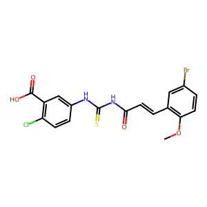 5-[3-(5-bromo-2-methoxy-phenyl)prop-2-enoylthiocarbamoylamino]-2-chloro-benzoic Acid structure