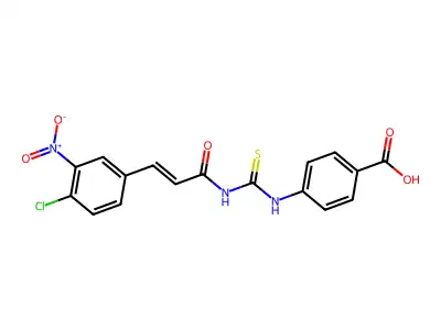 4-[3-(4-Chloro-3-nitrophenyl)prop-2-enoylcarbamothioylamino]benzoic acid structure