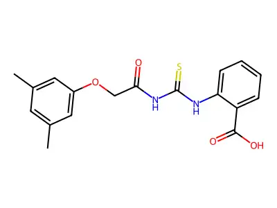 2-[[2-(3,5-Dimethylphenoxy)acetyl]carbamothioylamino]benzoic acid structure