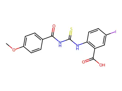5-Iodo-2-[[[(4-methoxybenzoyl)amino]thioxomethyl]amino]-benzoic acid structure