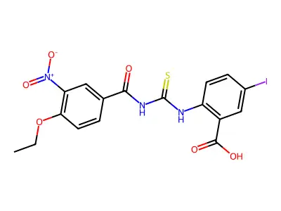 2-[(4-Ethoxy-3-nitrobenzoyl)carbamothioylamino]-5-iodobenzoic acid structure