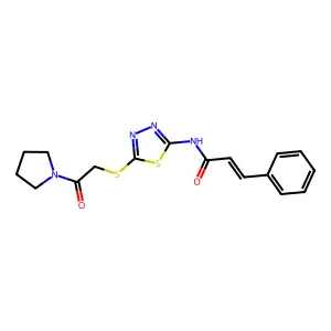 (2E)-N-(5-{[2-oxo-2-(pyrrolidin-1-yl)ethyl]sulfanyl}-1,3,4-thiadiazol-2-yl)-3-phenylprop-2-enamide structure