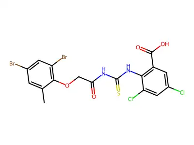 3,5-dichloro-2-[[2-(2,4-dibromo-6-methyl-phenoxy)acetyl]thiocarbamoylamino]benzoic Acid structure