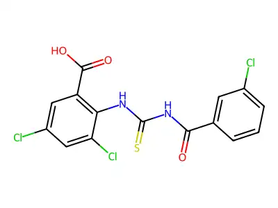 3,5-Dichloro-2-[[[(3-chlorobenzoyl)amino]thioxomethyl]amino]-benzoic acid structure