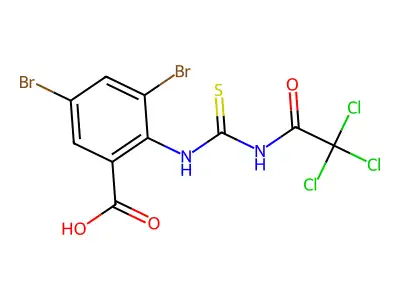 3,5-Dibromo-2-[(2,2,2-trichloroacetyl)carbamothioylamino]benzoic acid structure