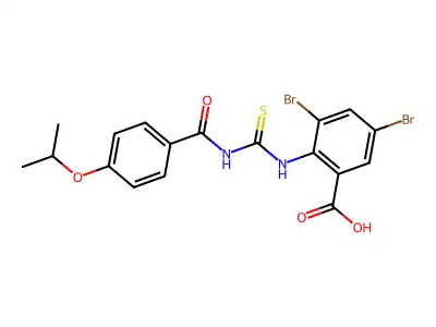 3,5-dibromo-2-[(4-propan-2-yloxybenzoyl)carbamothioylamino]benzoic acid structure