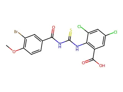 2-[(3-bromo-4-methoxybenzoyl)carbamothioylamino]-3,5-dichlorobenzoic acid structure