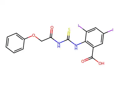 3,5-Diiodo-2-[(2-phenoxyacetyl)carbamothioylamino]benzoic acid structure