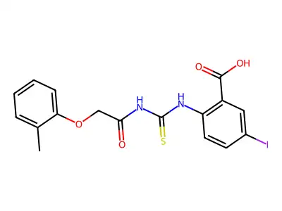 5-Iodo-2-[[[[(2-methylphenoxy)acetyl]amino]thioxomethyl]amino]-benzoic acid structure