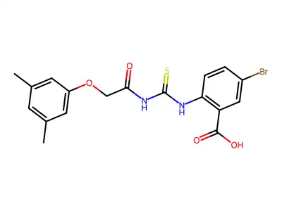 5-Bromo-2-[[2-(3,5-dimethylphenoxy)acetyl]carbamothioylamino]benzoic acid structure