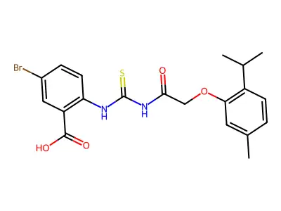 5-BROMO-2-[[[[[5-METHYL-2- PHENOXY]ACETYL]AMINO]THIOXOMETHYL]AMINO]-BENZOICACID structure