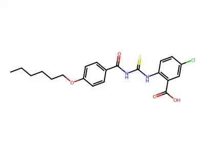 5-Chloro-2-[[[[4-(hexyloxy)benzoyl]amino]thioxomethyl]amino]-benzoic acid structure