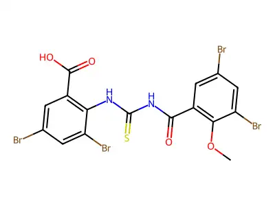 3,5-Dibromo-2-[(3,5-dibromo-2-methoxybenzoyl)carbamothioylamino]benzoic acid structure