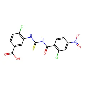 4-Chloro-3-({[(2-chloro-4-nitrophenyl)carbonyl]carbamothioyl}amino)benzoic acid structure