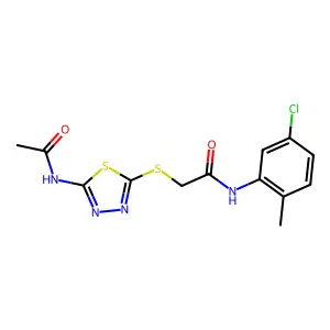 2-{[5-(acetylamino)-1,3,4-thiadiazol-2-yl]sulfanyl}-N-(5-chloro-2-methylphenyl)acetamide structure