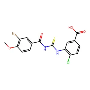 3-({[(3-Bromo-4-methoxyphenyl)carbonyl]carbamothioyl}amino)-4-chlorobenzoic acid structure