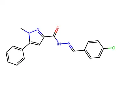 N-[(4-chlorophenyl)methylideneamino]-1-methyl-5-phenylpyrazole-3-carboxamide structure