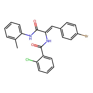 N-(2-(4-bromophenyl)-1-{[(2-methylphenyl)amino]carbonyl}vinyl)-2-chlorobenzamide structure