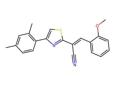 (E)-2-[4-(2,4-dimethylphenyl)-1,3-thiazol-2-yl]-3-(2-methoxyphenyl)prop-2-enenitrile structure
