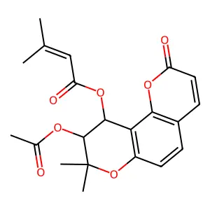 (-)-trans-3'-Acetyl-4'-senecioylkhellactone structure