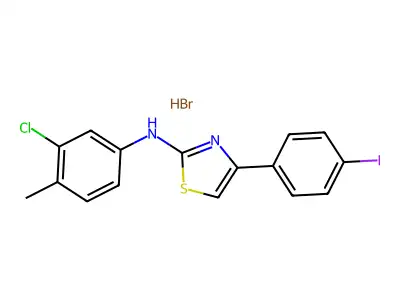 N-(3-Chloro-4-methylphenyl)-4-(4-iodophenyl)-1,3-thiazol-2-amine;hydrobromide structure