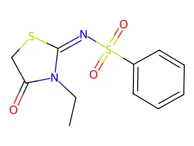 N-(3-ethyl-4-oxo-1,3-thiazolidin-2-ylidene)benzenesulfonamide structure