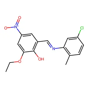 2-{(E)-[(5-chloro-2-methylphenyl)imino]methyl}-6-ethoxy-4-nitrophenol structure