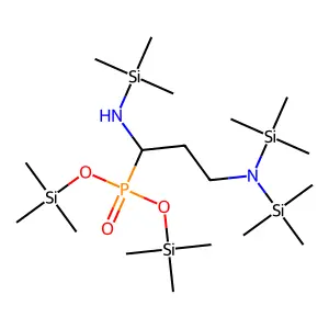 Phosphonic acid, [3-[bis(trimethylsilyl)amino]-1-[(trimethylsilyl)amino]propyl]-, bis(trimethylsilyl) ester structure