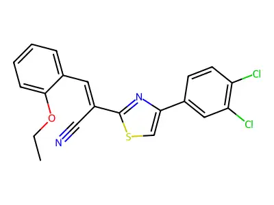 (E)-2-[4-(3,4-dichlorophenyl)-1,3-thiazol-2-yl]-3-(2-ethoxyphenyl)prop-2-enenitrile structure