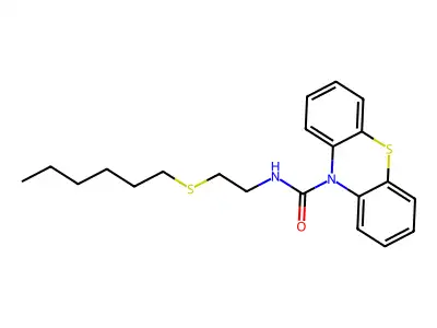 10H-Phenothiazine-10-carboxamide, N-(2-(hexylthio)ethyl)- structure