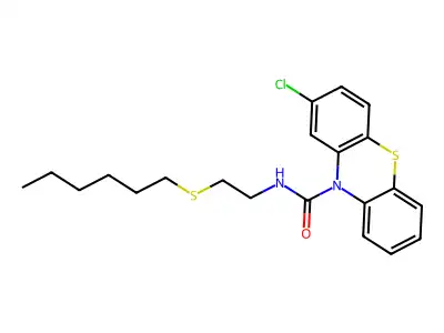 10H-Phenothiazine-10-carboxamide, 2-chloro-N-(2-(hexylthio)ethyl)- structure