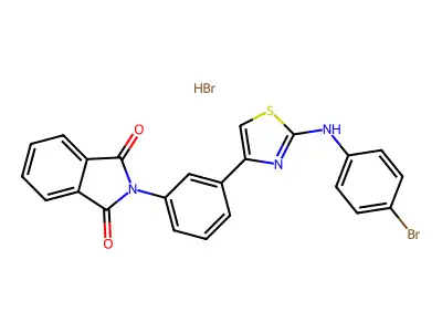 2-[3-[2-(4-Bromoanilino)-1,3-thiazol-4-yl]phenyl]isoindole-1,3-dione;hydrobromide structure