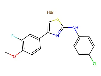 N-(4-chlorophenyl)-4-(3-fluoro-4-methoxyphenyl)-1,3-thiazol-2-amine;hydrobromide structure