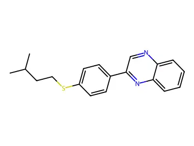 Quinoxaline, 2-(4-((3-methylbutyl)thio)phenyl)- structure