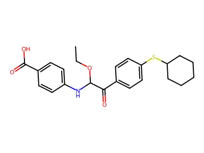Benzoic acid, 4-((2-(4-(cyclohexylthio)phenyl)-1-ethoxy-2-oxoethyl)amino)- structure