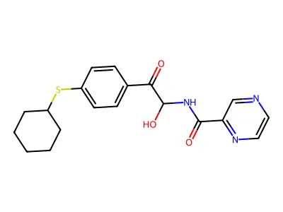 Pyrazinecarboxamide, N-(2-(4-(cyclohexylthio)phenyl)-1-hydroxy-2-oxoethyl)- structure