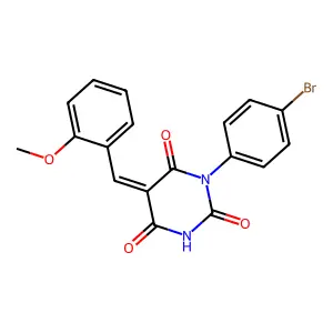 1-(4-bromophenyl)-5-(2-methoxybenzylidene)-2,4,6(1H,3H,5H)-pyrimidinetrione structure