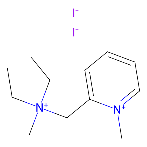 2-((Diethylmethylammonio)methyl)-1-methylpyridinium diiodide structure