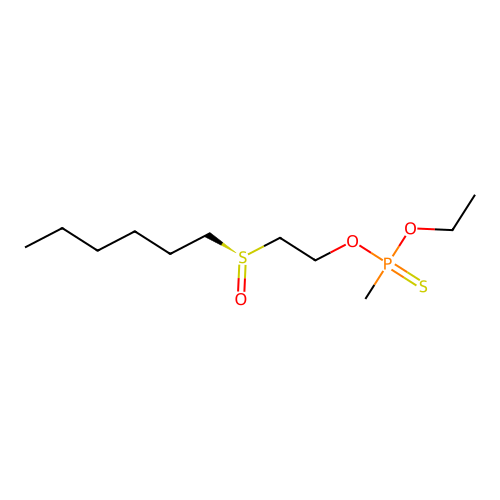 Phosphonothioic acid, methyl-, O-ethyl S-(2-(hexylsulfinyl)ethyl) ester structure