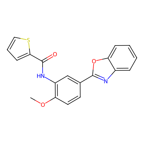 N-[5-(1,3-benzoxazol-2-yl)-2-methoxyphenyl]thiophene-2-carboxamide structure