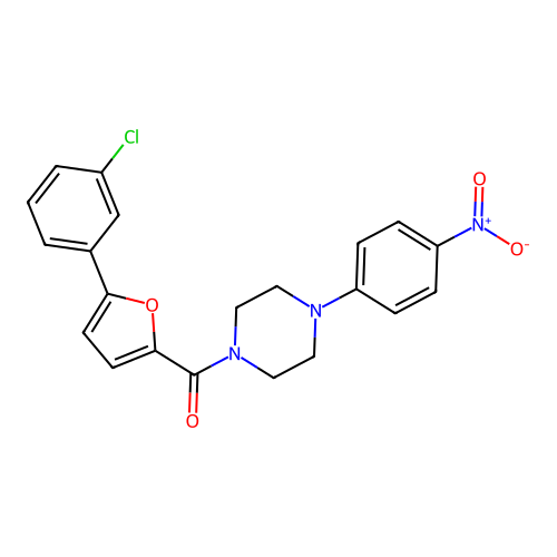 [5-(3-Chlorophenyl)furan-2-yl]-[4-(4-nitrophenyl)piperazin-1-yl]methanone structure