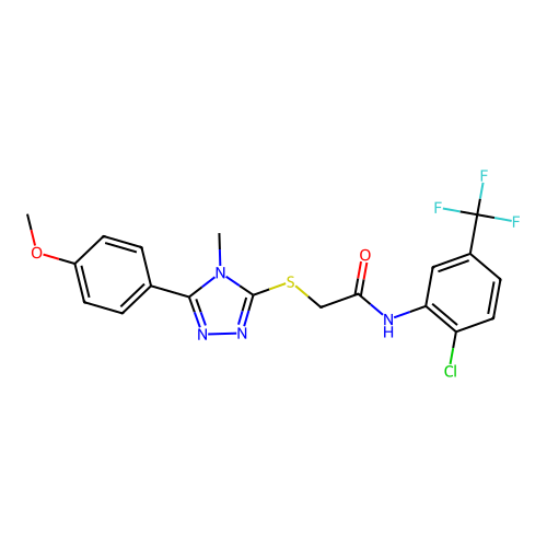N-[2-chloro-5-(trifluoromethyl)phenyl]-2-{[5-(4-methoxyphenyl)-4-methyl-4H-1,2,4-triazol-3-yl]sulfanyl}acetamide structure