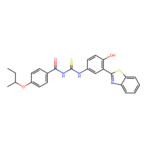 N-{[3-(1,3-benzothiazol-2-yl)-4-hydroxyphenyl]carbamothioyl}-4-(butan-2-yloxy)benzamide structure